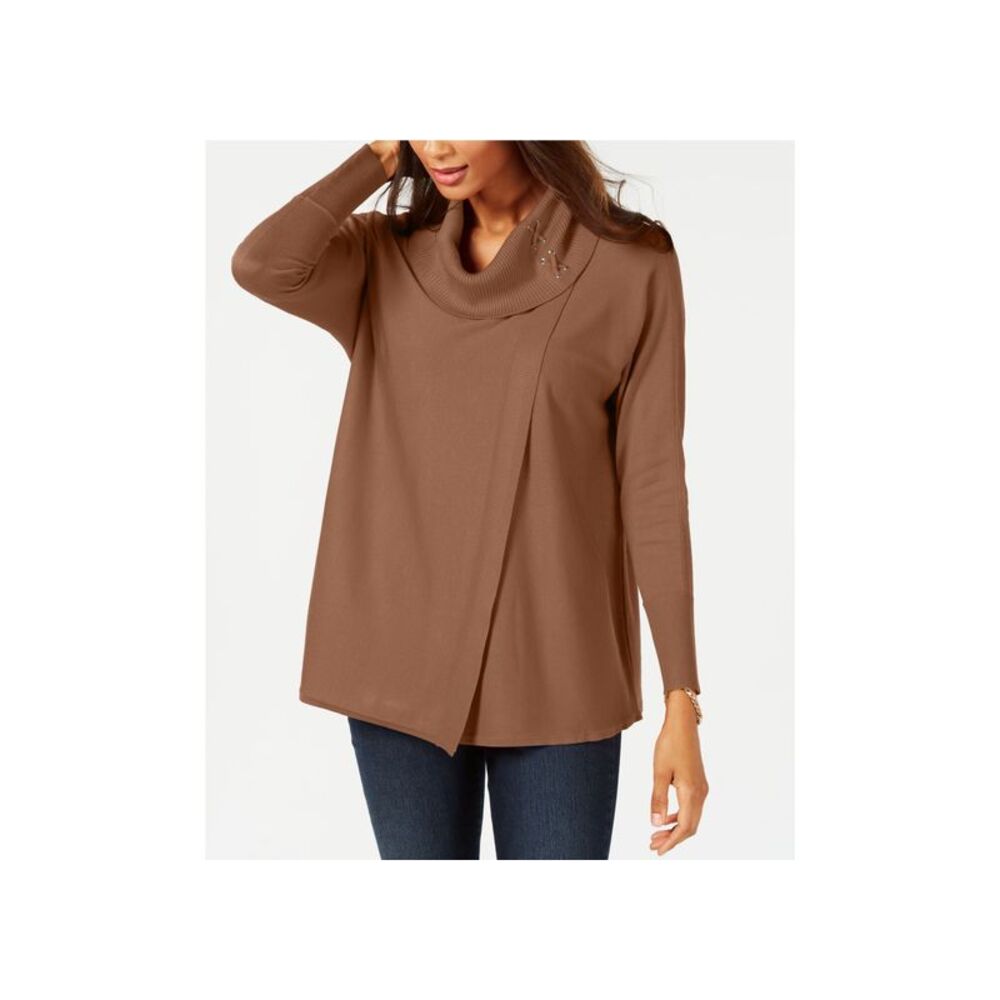 JM Collection Faux Wrap Cowl Neck Sweater